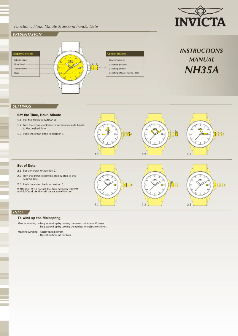 Page 1 de la notice Manuel utilisateur Invicta Character Collection 24486