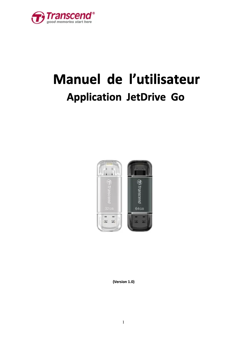 Image de la première page du manuel de l'appareil JetDrive Go 300
