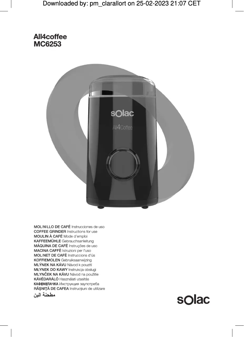 Page 1 de la notice Manuel utilisateur Solac All 4 Coffee MC6253