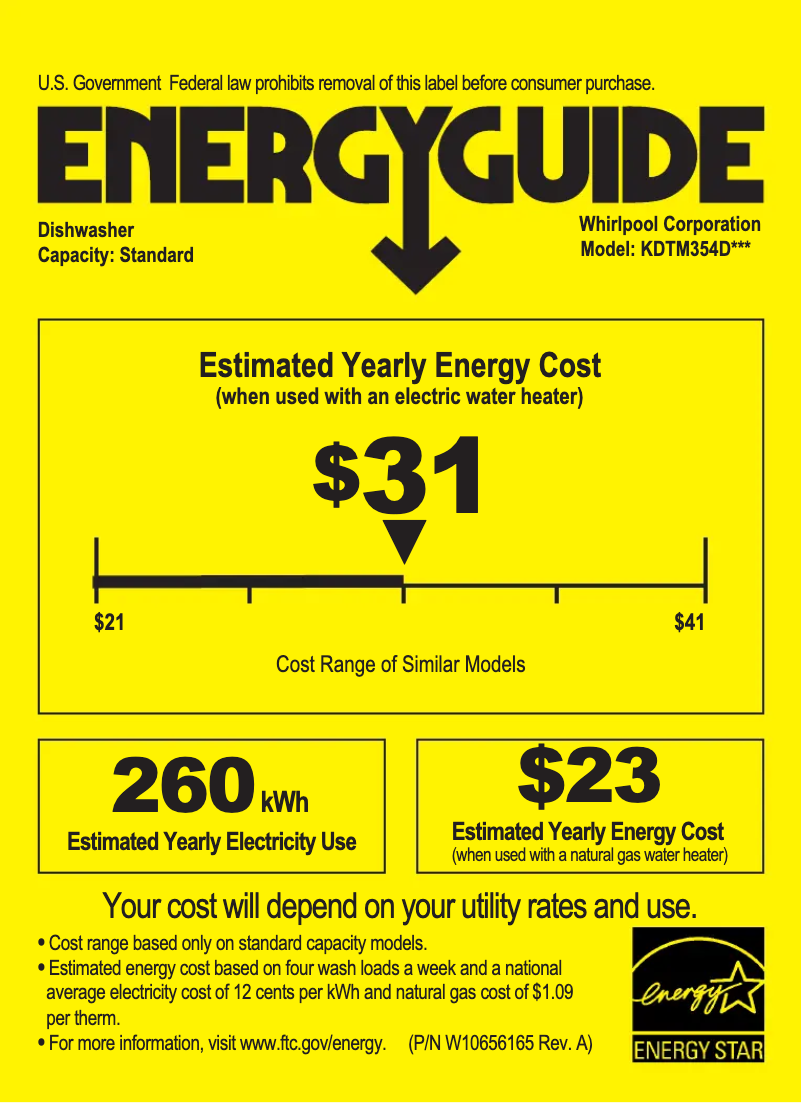 Page 1 de la notice Label énergétique KitchenAid KDTM354D