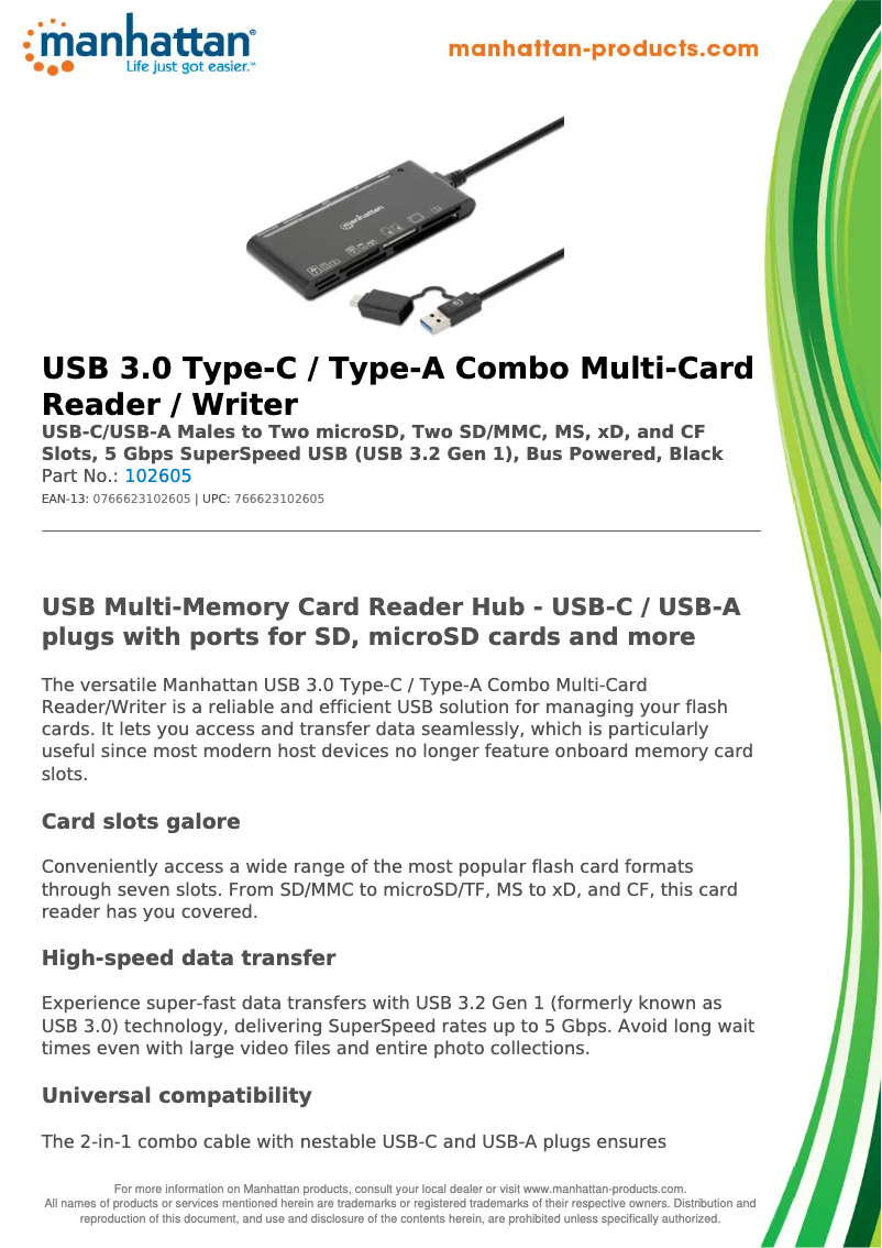 Page 1 de la notice Fiche technique Manhattan 102605