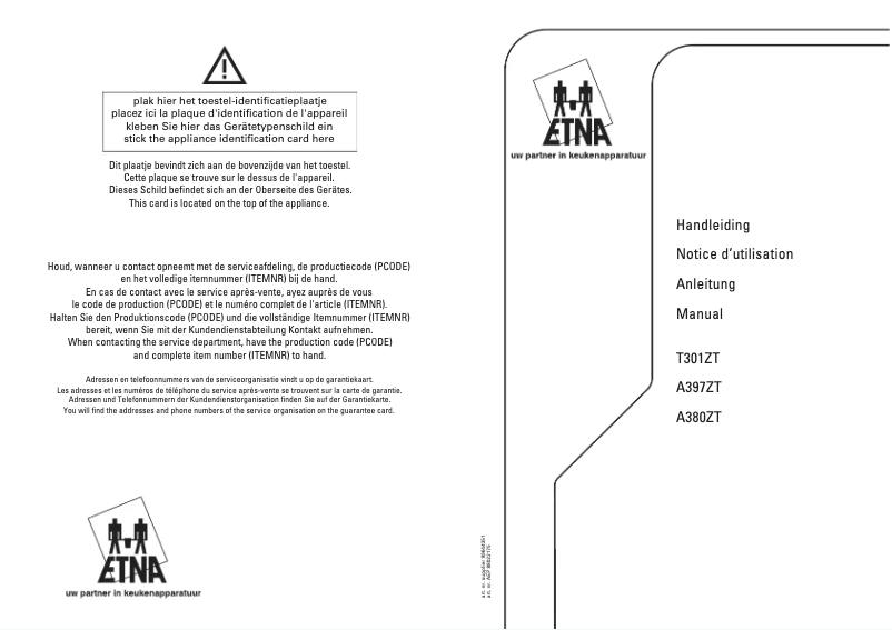 Page 1 de la notice Manuel utilisateur Etna A380ZT