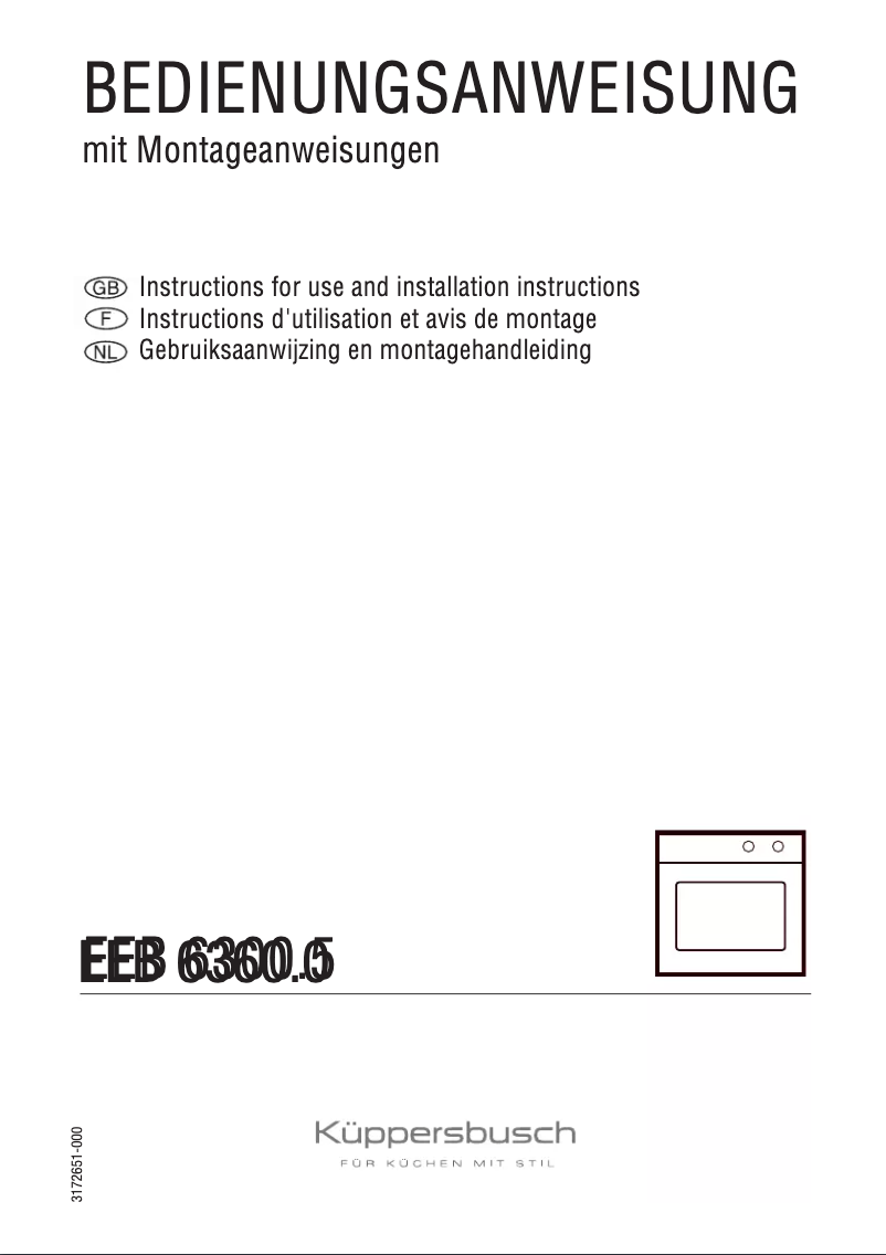 Page n°1 - Manuel utilisateur Küppersbusch EEB 6360.0