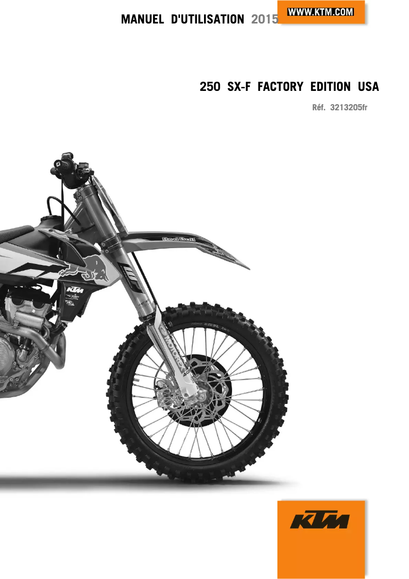 Page 1 de la notice Manuel utilisateur KTM 250 SX-F Factory Edition (2015)