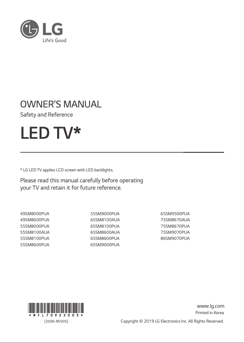 Página 1 del manual Manual de usuario LG 75SM9070PUA