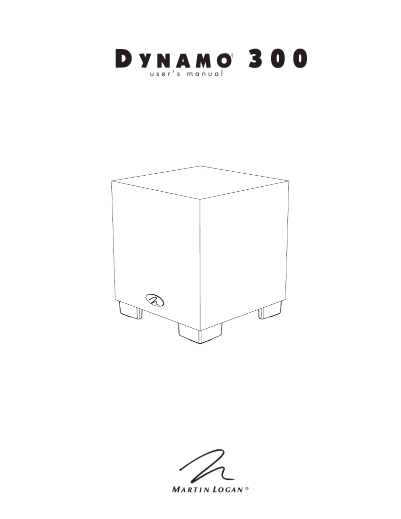 Page n°1 - Manuel utilisateur Martin Logan Dynamo 300