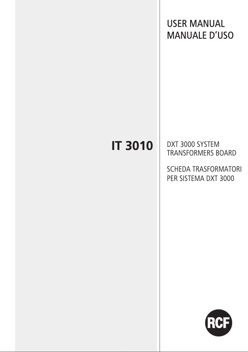 Page 1 de la notice Manuel utilisateur RCF IT 3010