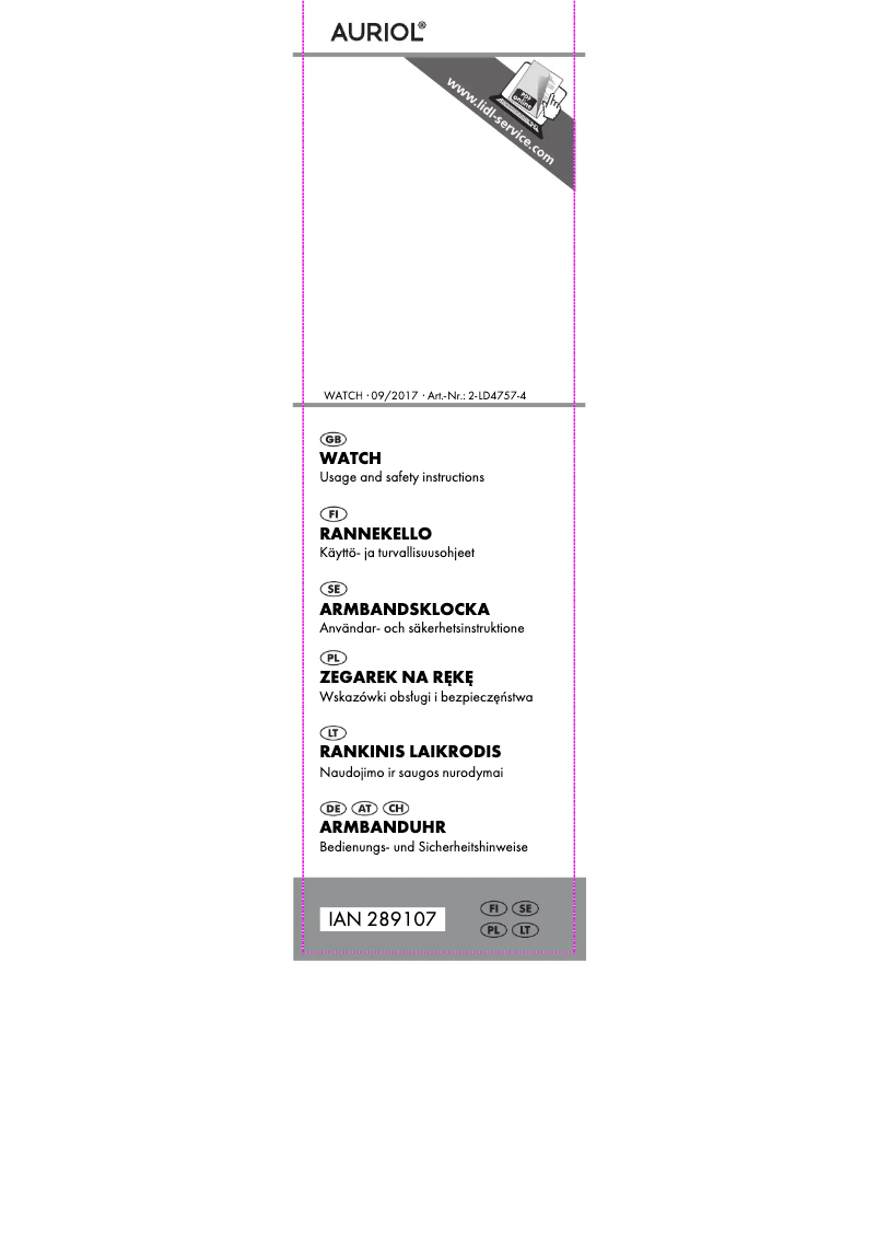 Page 1 de la notice Manuel utilisateur Auriol IAN 289107