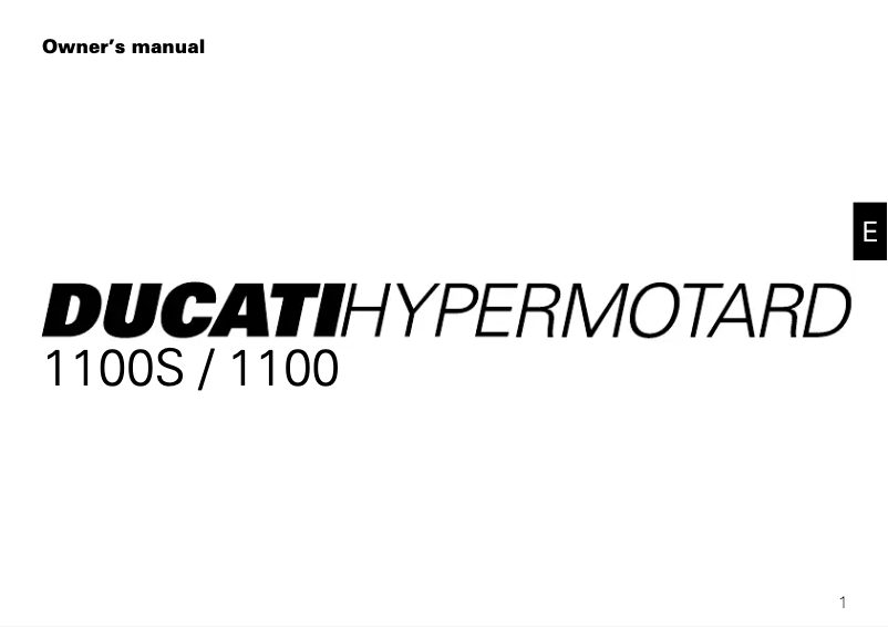 Page 1 de la notice Manuel utilisateur Ducati Hypermotorad 1100