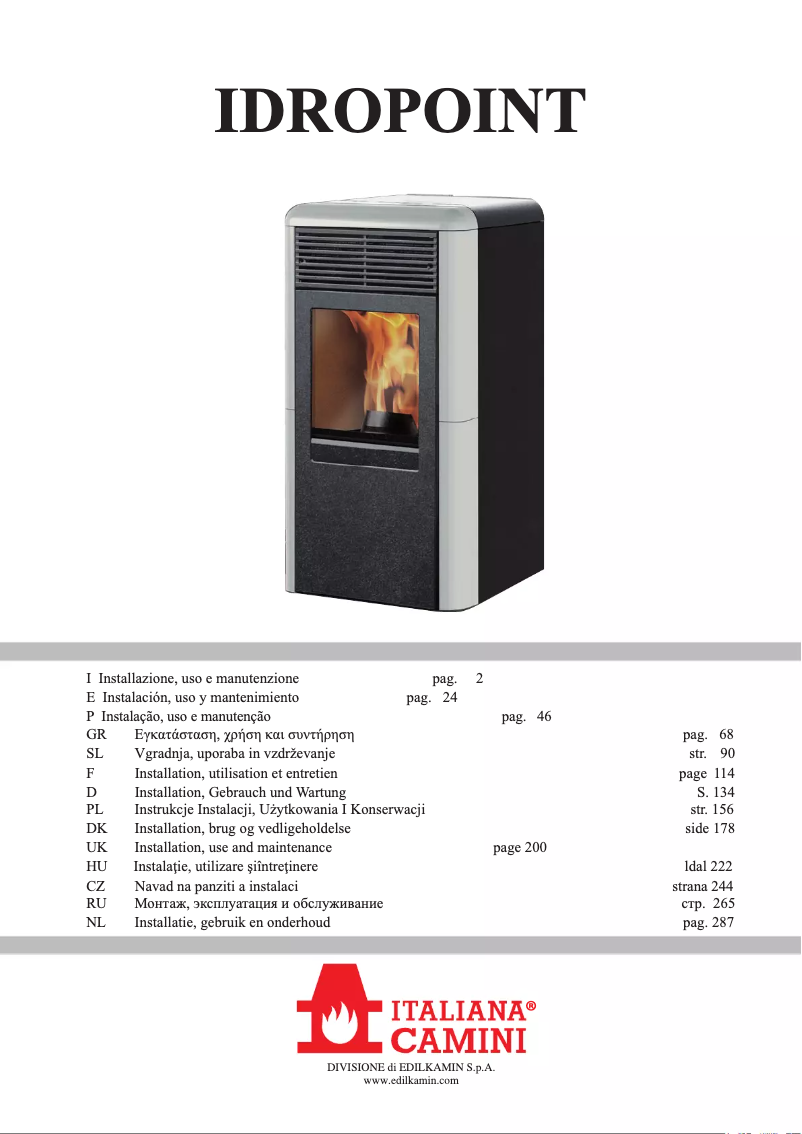 Page n°1 - Manuel utilisateur Edilkamin IDROPOINT