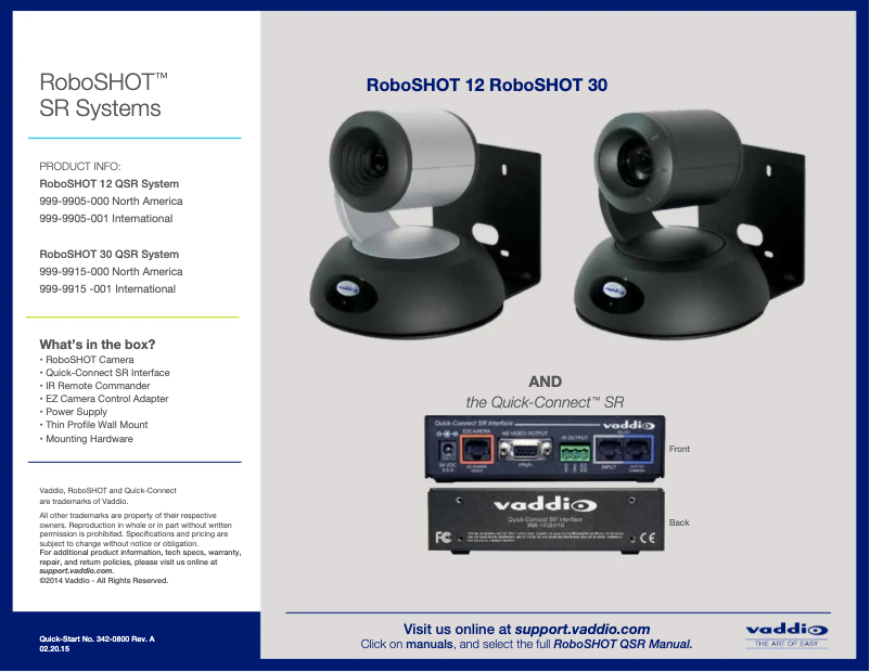 Image de la première page du manuel de l'appareil RoboSHOT 12 QSR
