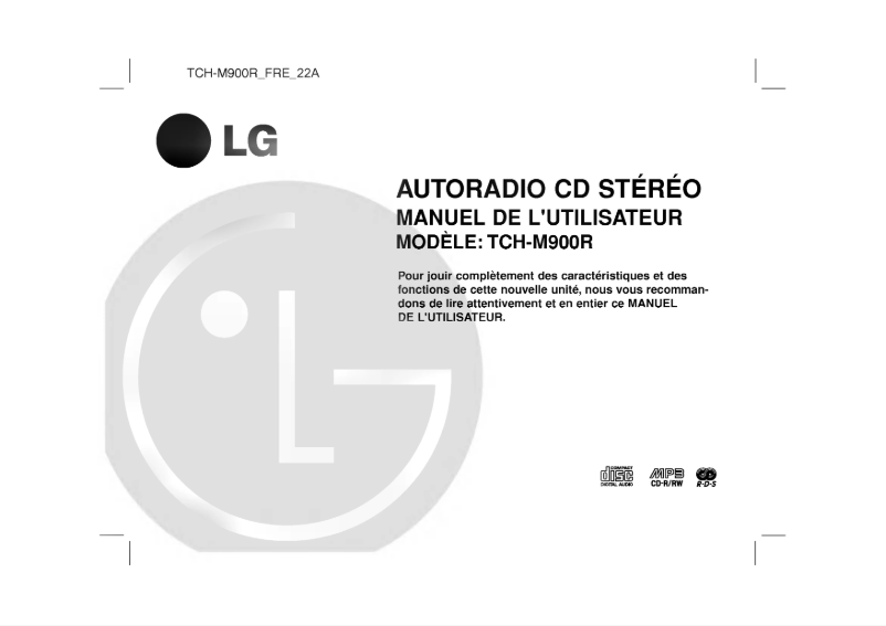 Page 1 de la notice Manuel utilisateur LG TCH-M900R