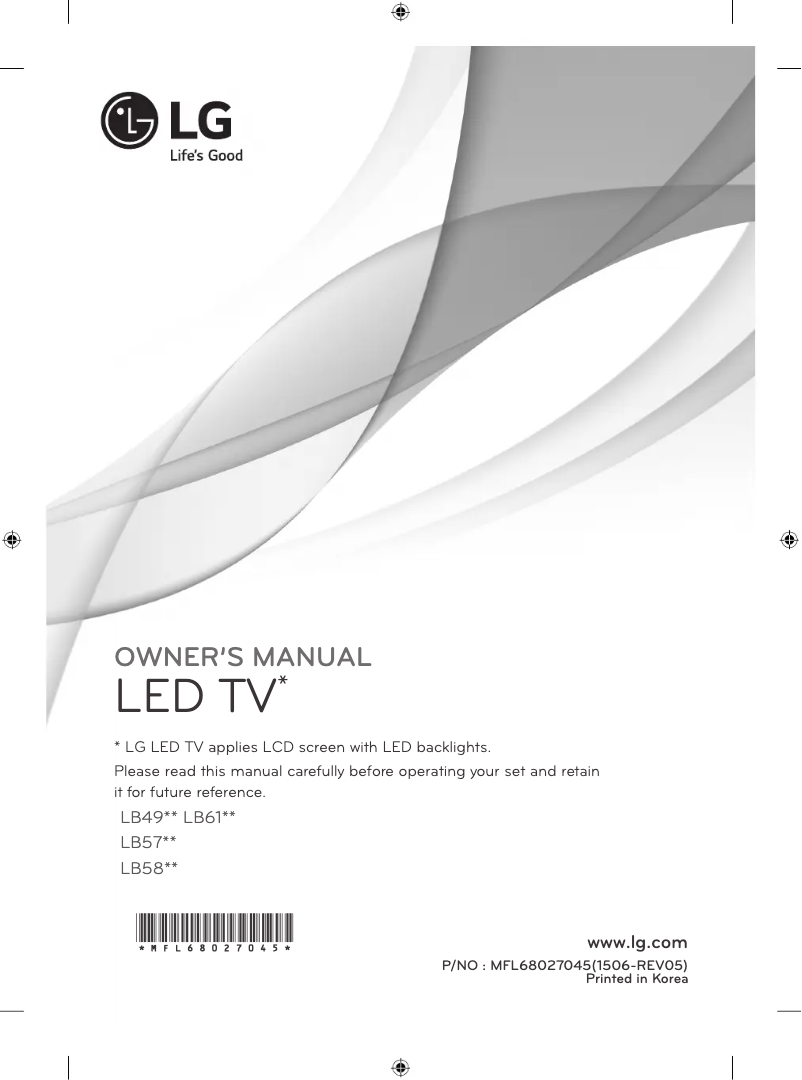 Page 1 de la notice Manuel utilisateur LG 47LB610V