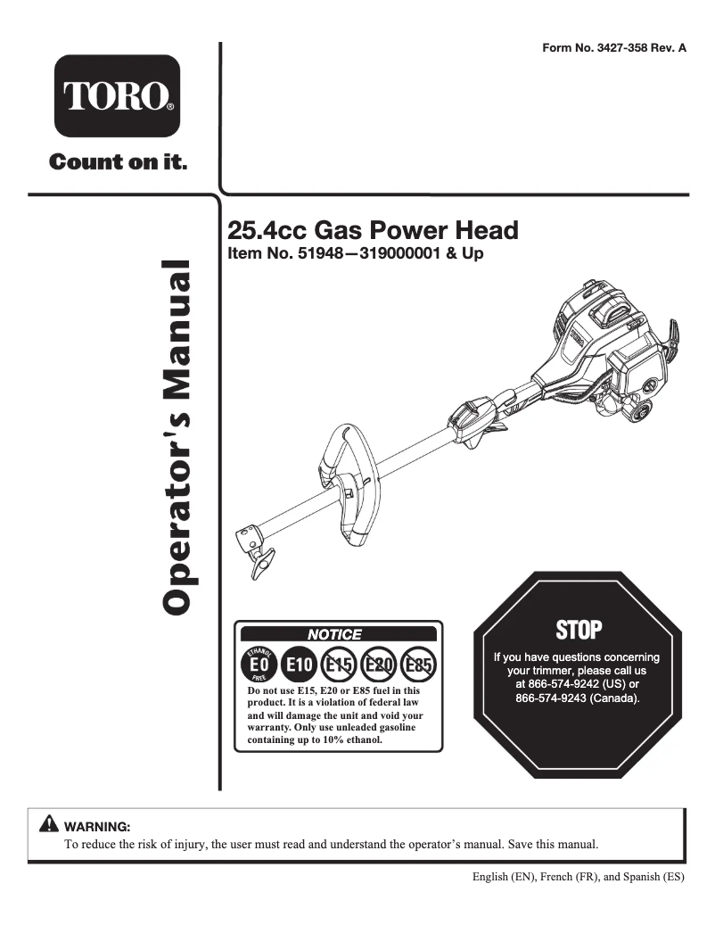 Página 1 del manual Manual de usuario Toro 51948