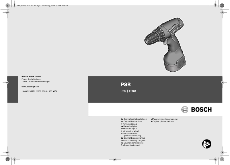 Page n°1 - Manuel utilisateur Bosch PSR 960