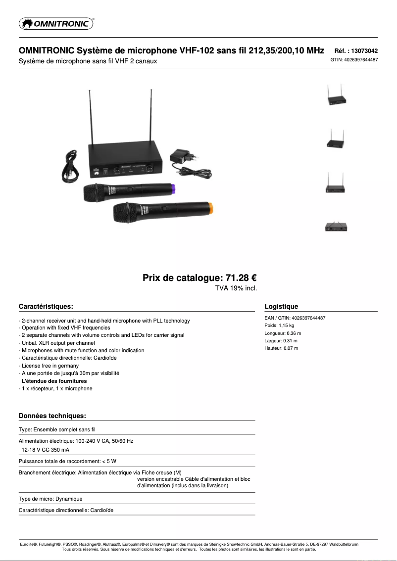 Image de la première page du manuel de l'appareil VHF-102