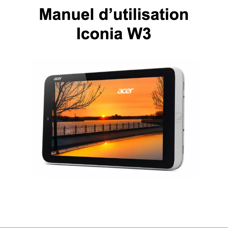 Page 1 de la notice Manuel utilisateur Acer Iconia W3