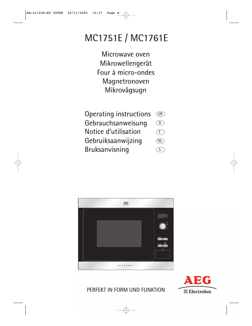Page n°1 - Manuel utilisateur AEG-Electrolux Micromat MC 1761 M