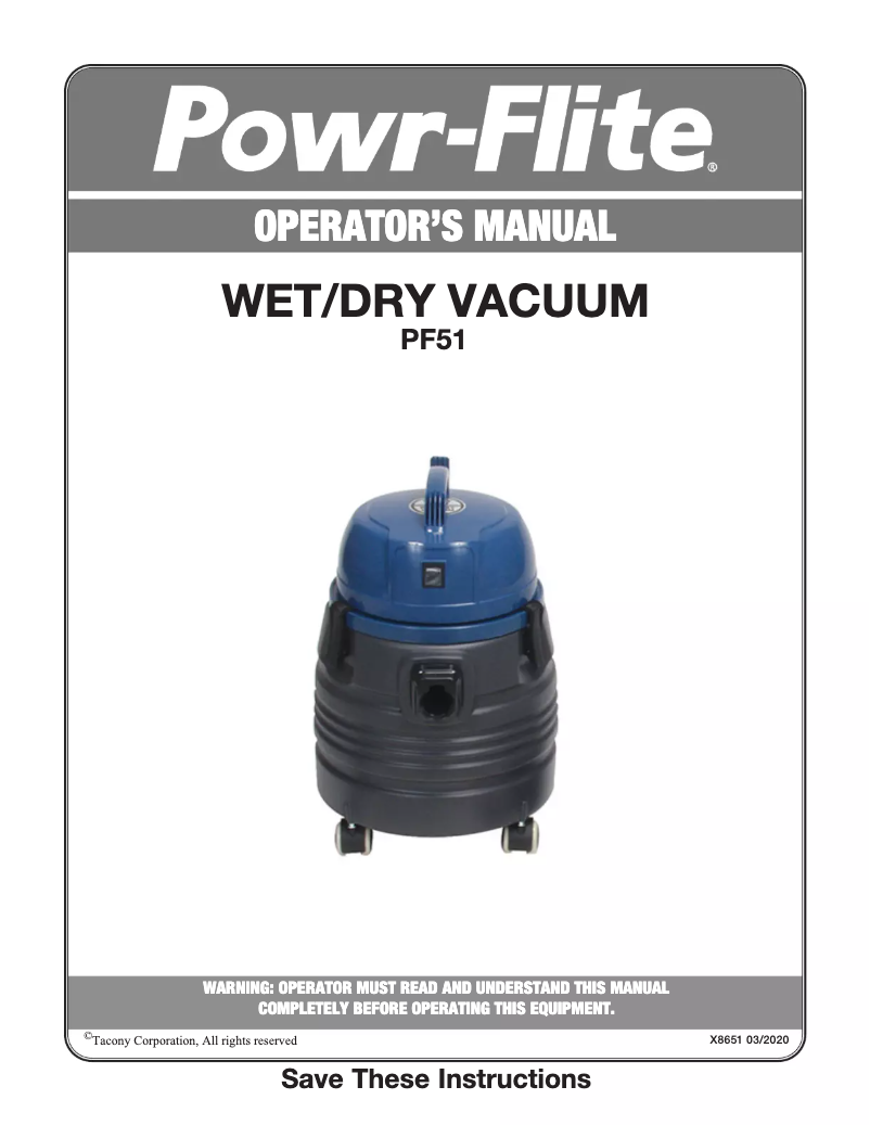 Image de la première page du manuel de l'appareil PF51