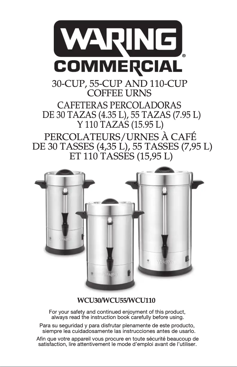 Page n°1 - Manuel utilisateur Waring Commercial WCU110