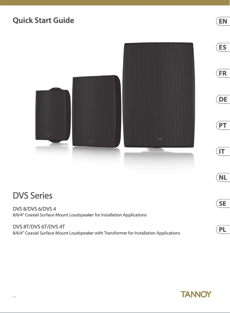 Page 1 of the manual Quick Start Guide Tannoy DVS 8T