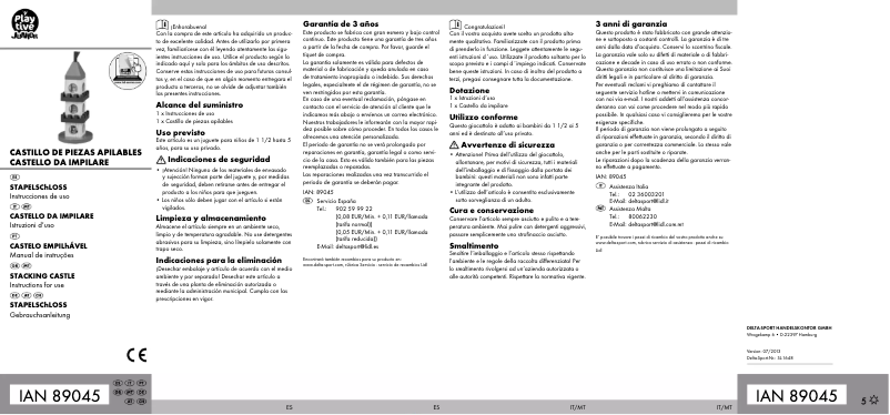 Page 1 de la notice Manuel utilisateur Playtive IAN 89045