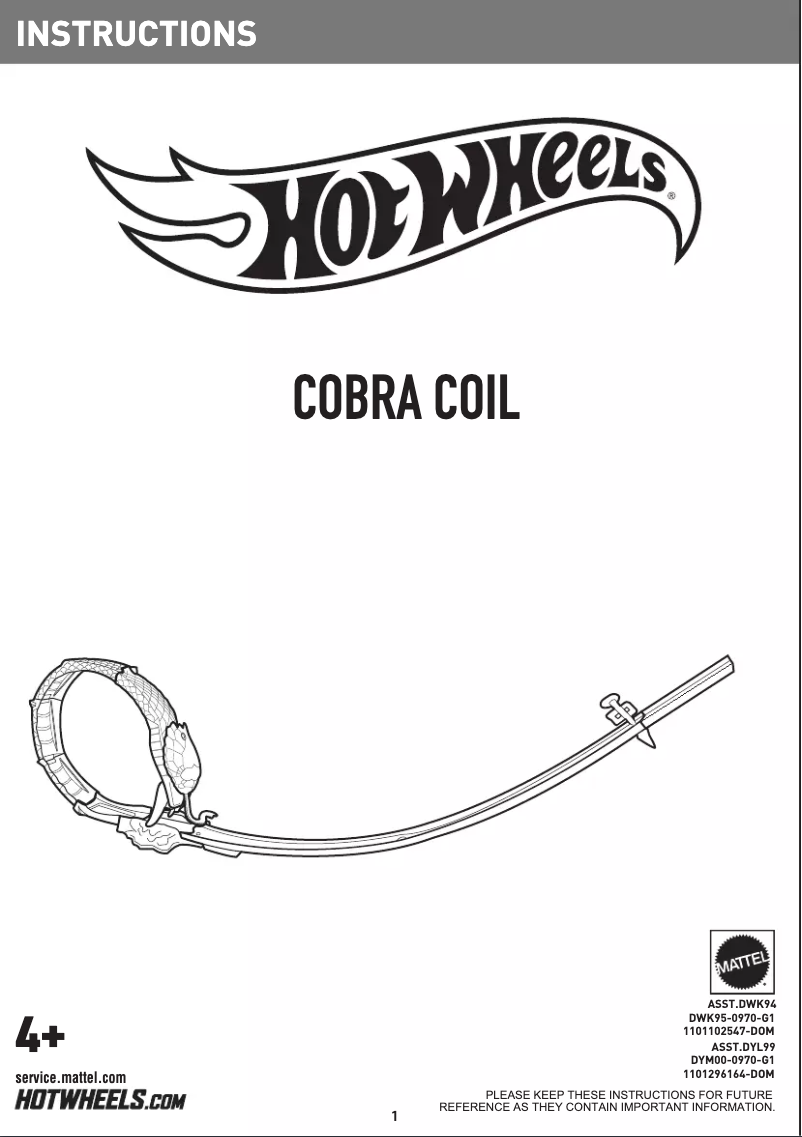 Image de la première page du manuel de l'appareil Hot Wheels Cobra Coil