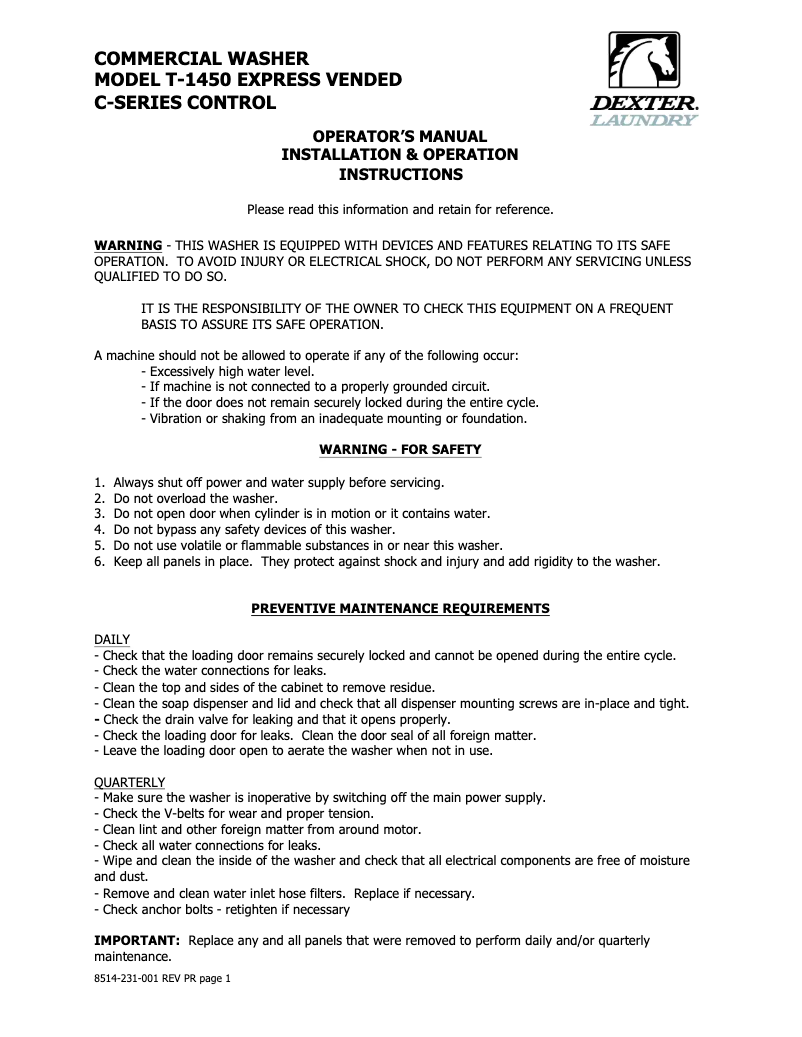 Image de la première page du manuel de l'appareil T-1450 Express