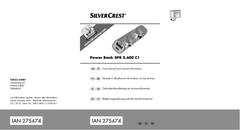 Page 1 de la notice Manuel utilisateur SilverCrest SPB 2.600 C1