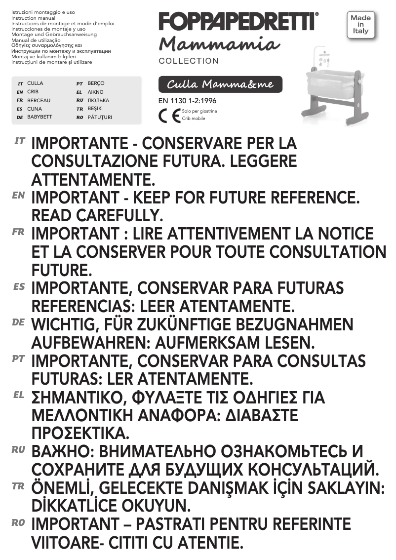 Page 1 de la notice Manuel utilisateur Foppapedretti Mamma&Me