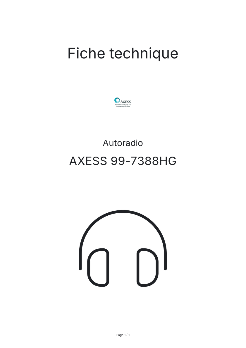Page n°1 - Fiche technique AXESS 99-7388HG