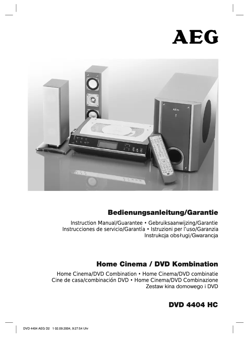 Página 1 del manual Manual de usuario AEG DVD 4404 HC