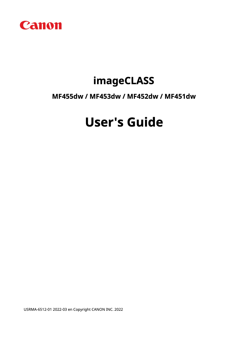 Page 1 de la notice Manuel utilisateur Canon imageCLASS MF455dw