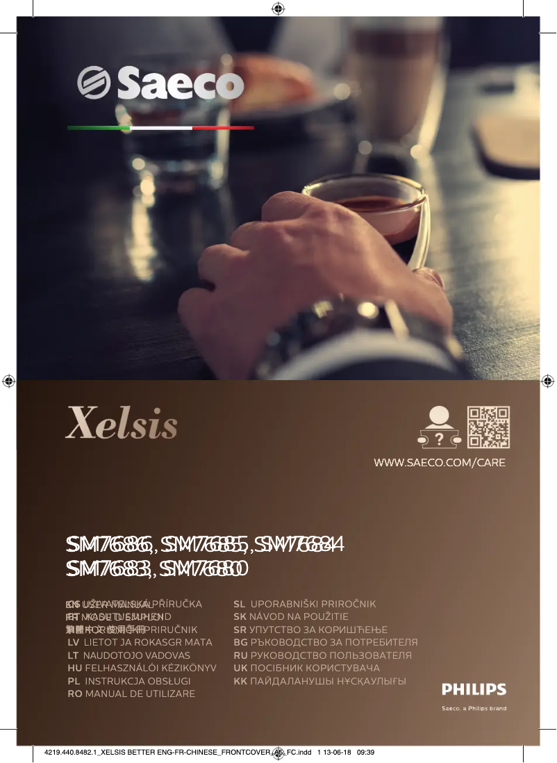 Image de la première page du manuel de l'appareil Saeco Xelsis SM7685