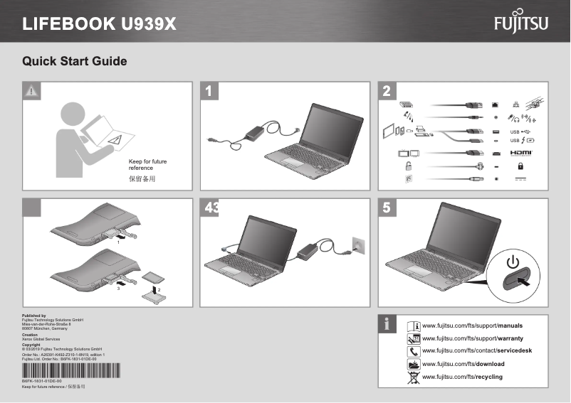 Página 1 del manual Manual de usuario Fujitsu LifeBook U939X