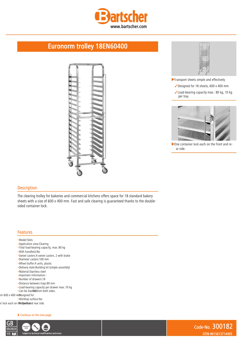 Página 1 del manual Ficha técnica Bartscher 18EN60400