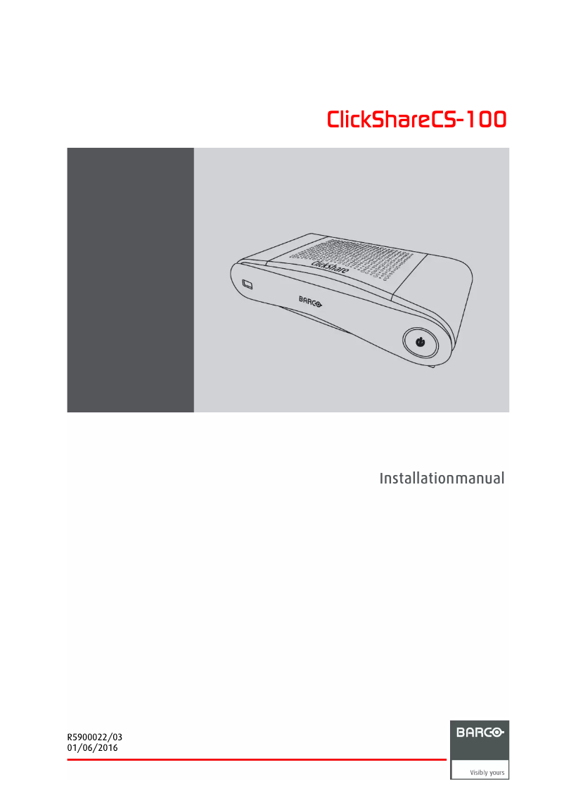 Page n°1 - Manuel utilisateur Barco ClickShare CS-100