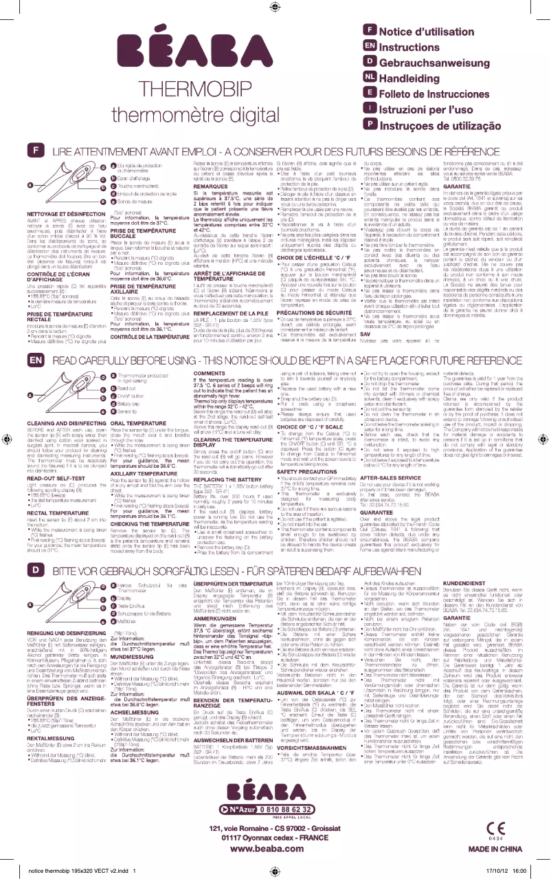 Page n°1 - Manuel utilisateur Beaba Thermobip