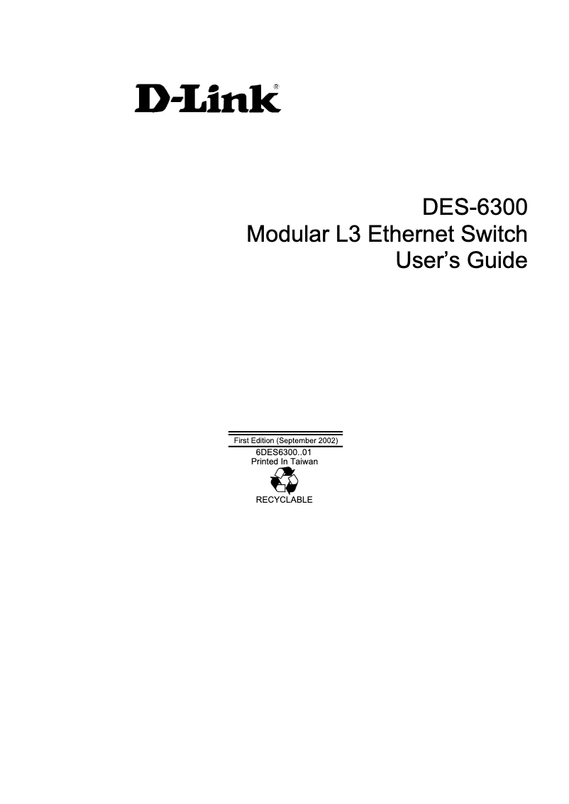 Page 1 de la notice Manuel utilisateur D-Link DES-6300