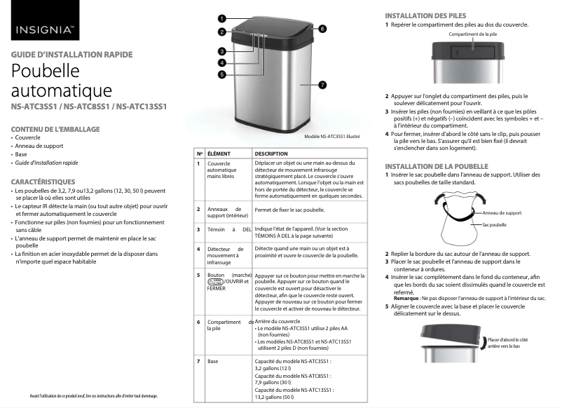 Page n°1 - Manuel utilisateur Insignia NS-ATC13SS1