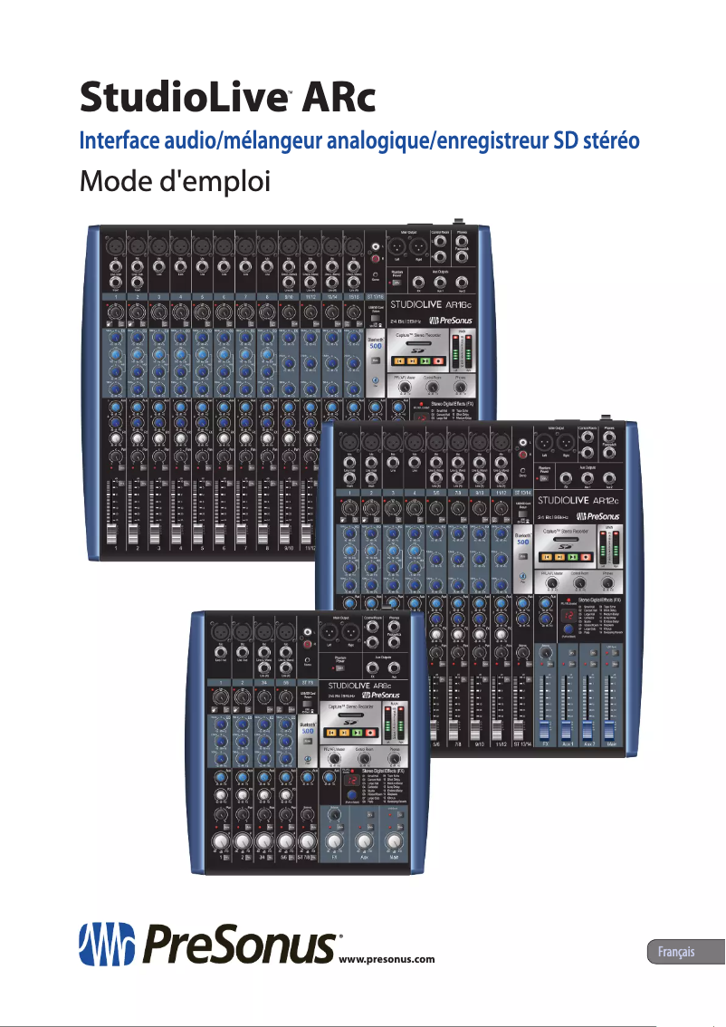 Page 1 de la notice Manuel utilisateur PreSonus StudioLive AR12c