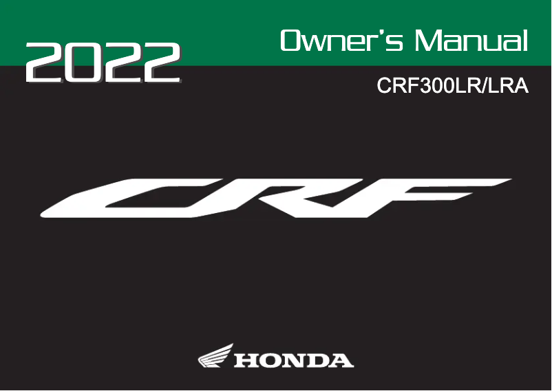Página 1 del manual Manual de usuario Honda CRF300L Rally (2022)