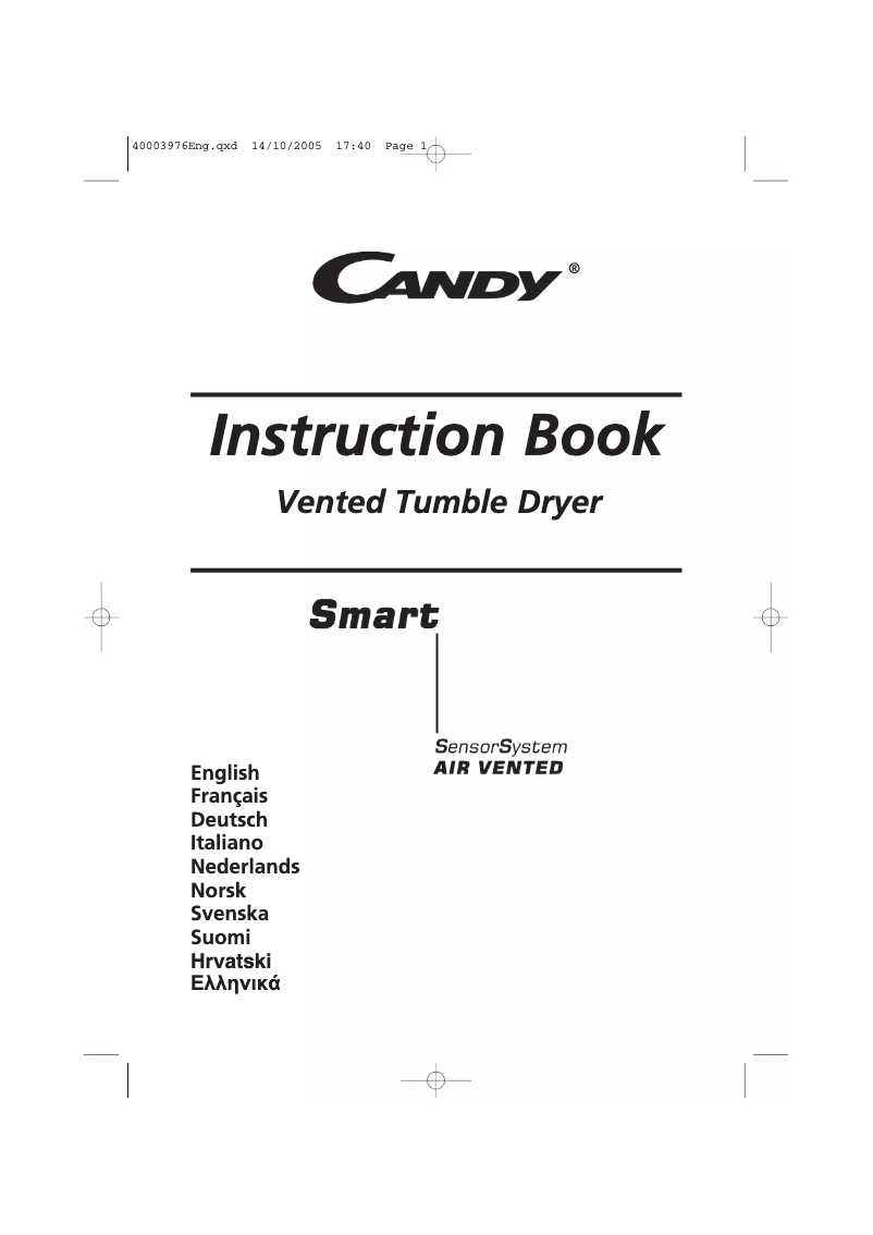 Page n°1 - Manuel utilisateur Candy CV 166