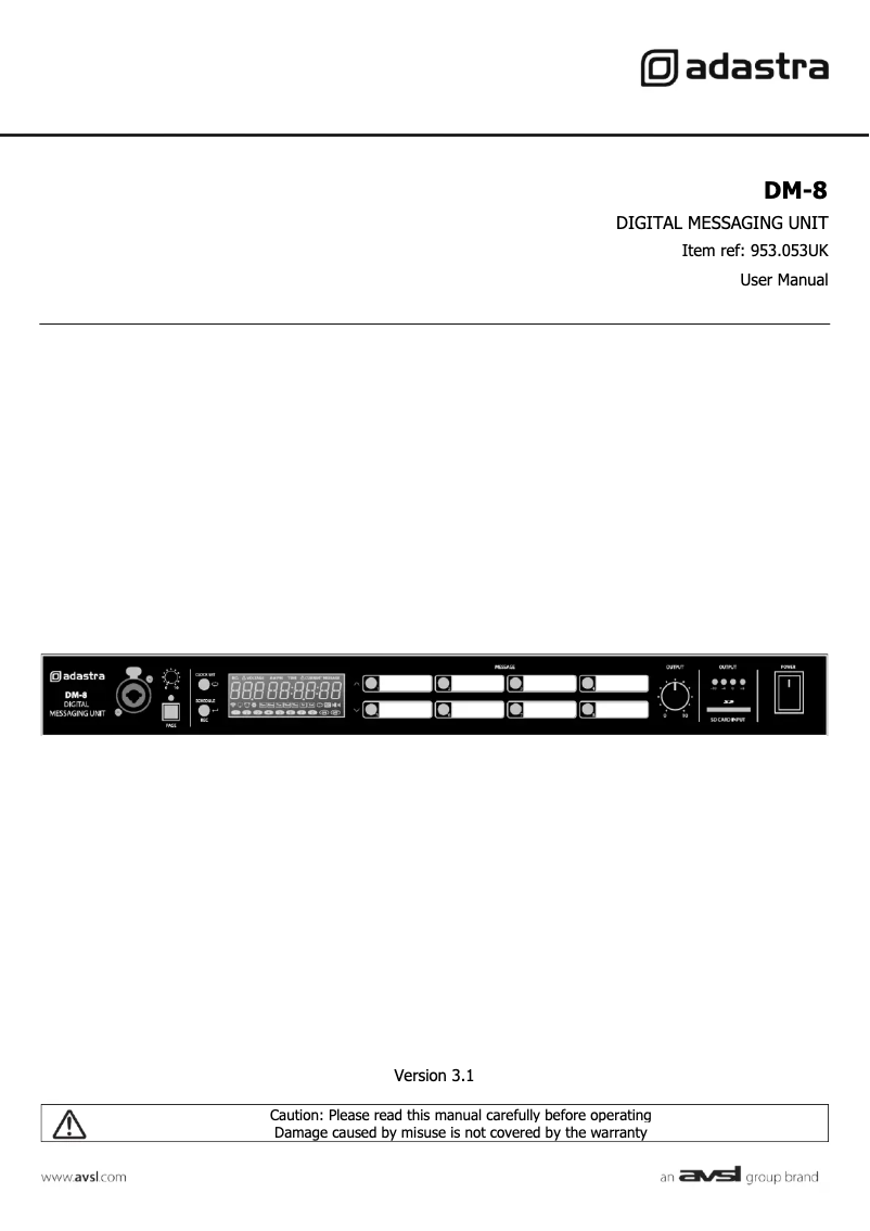 Image de la première page du manuel de l'appareil DM-8