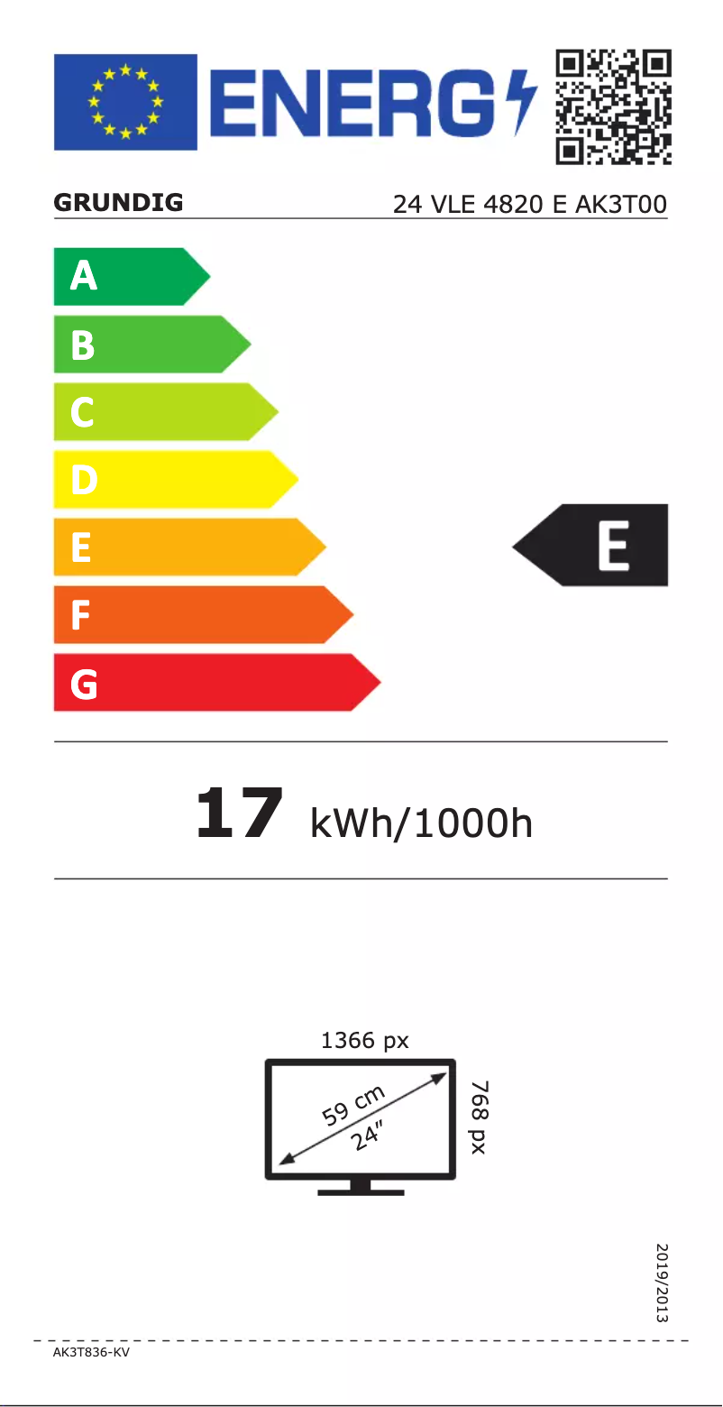 Page 1 de la notice Label énergétique Grundig 24 VLE 4820 E