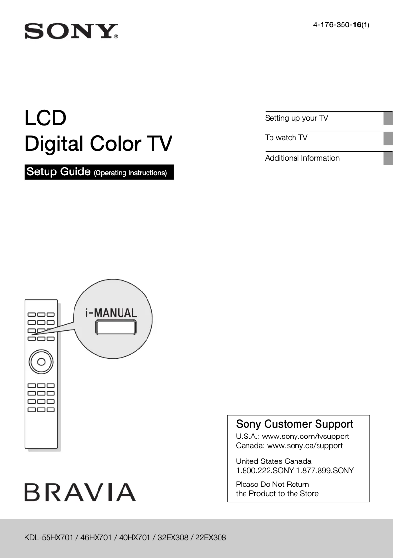 Page 1 de la notice Guide d'installation Sony KDL-55HX701
