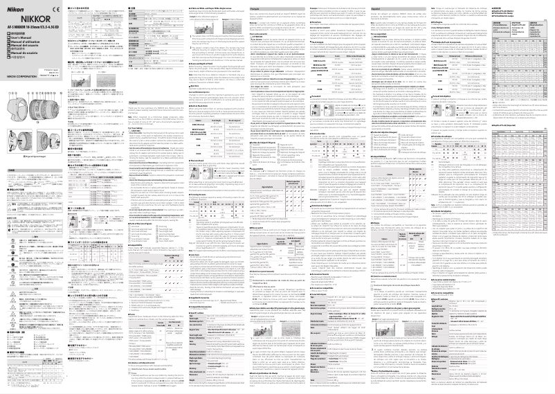 Page 1 de la notice Manuel utilisateur Nikon AF-S NIKKOR 18-35mm f/3.5-4.5G ED