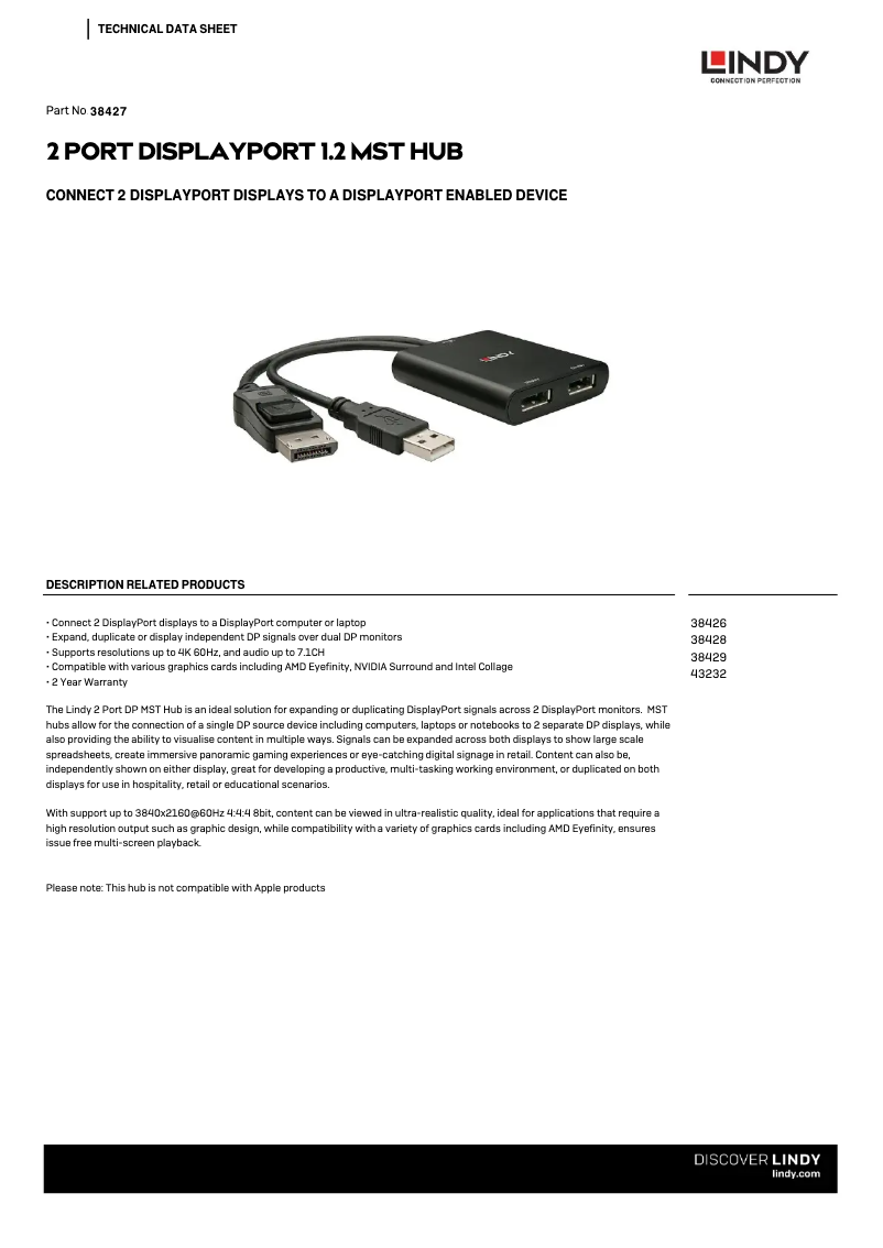 Page 1 de la notice Manuel utilisateur Lindy 38427