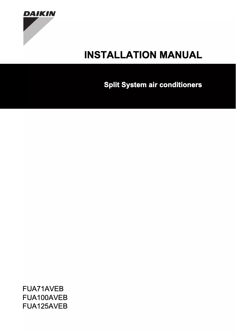 Page 1 de la notice Guide d'installation Daikin FUA100AVEB9