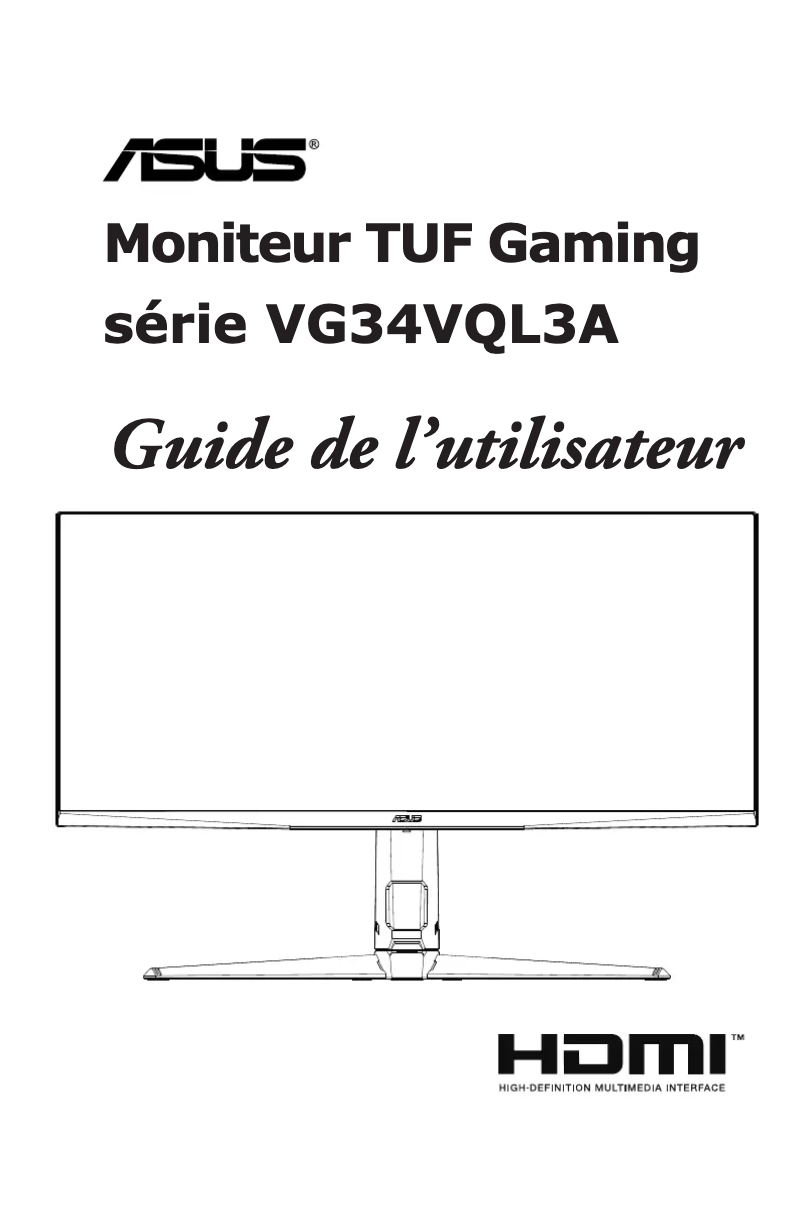 Image de la première page du manuel de l'appareil TUF Gaming VG34VQL3A